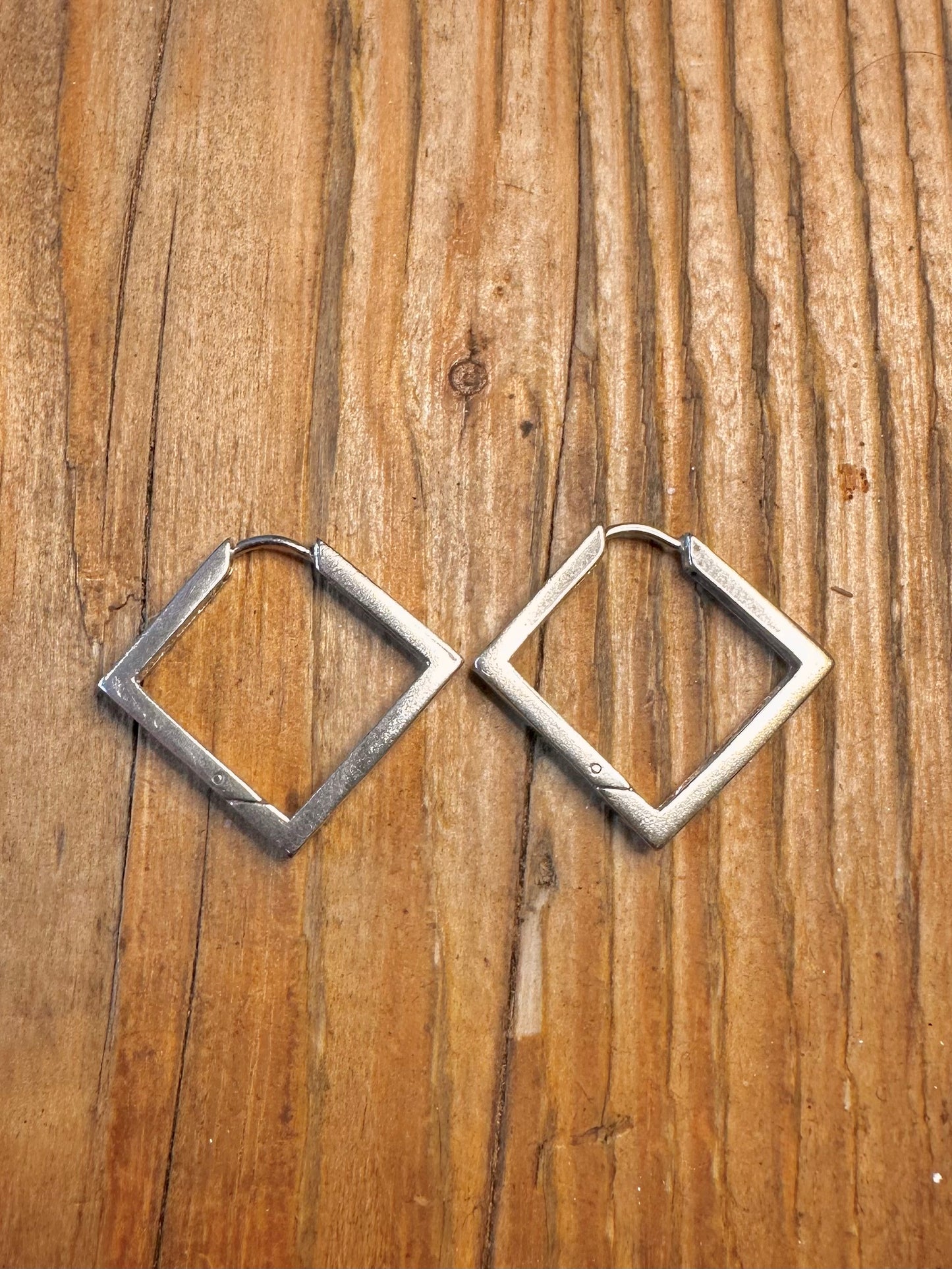 Square Modernist Hoops 925 Sterling Silver Earrings