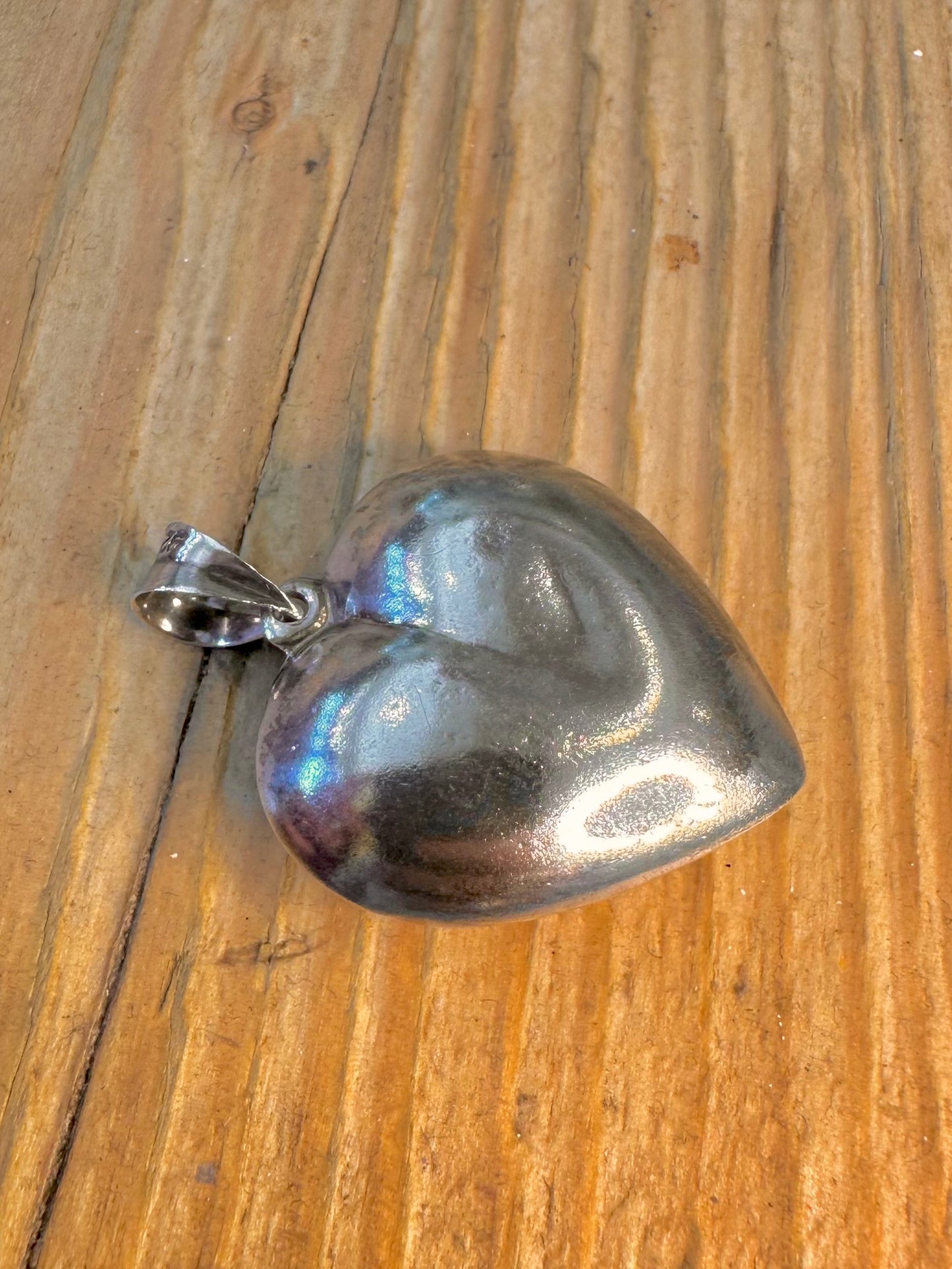 Large Puff Heart 925 Sterling Silver Pendant