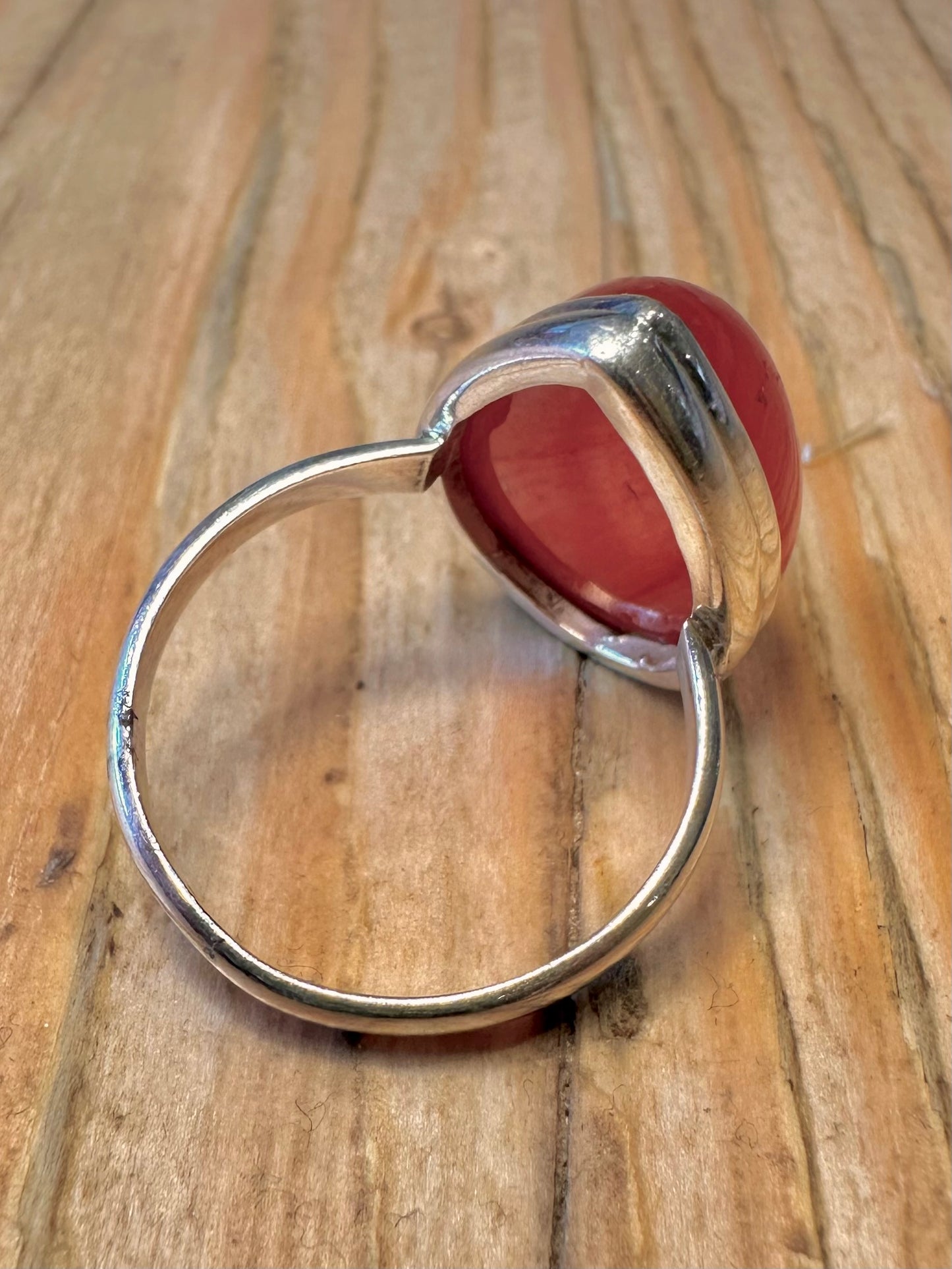 Moderner Karneol Tropfen 925 Sterling Silber Ring Größe S