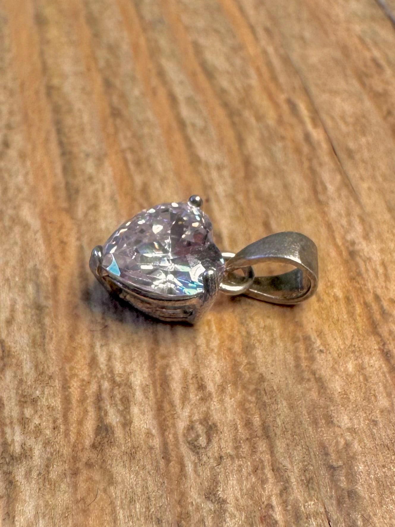 Vintage Heart White CZ 925 Sterling Silver Pendant