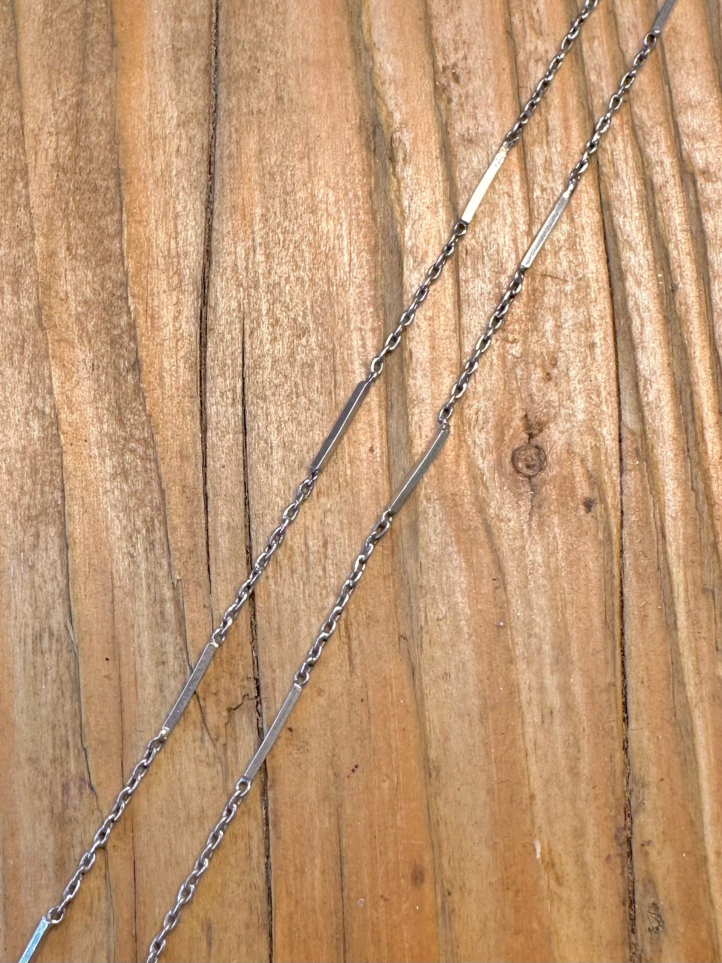 Bar and Cable Chain 925 Sterling Silver 18.5 inch Necklace