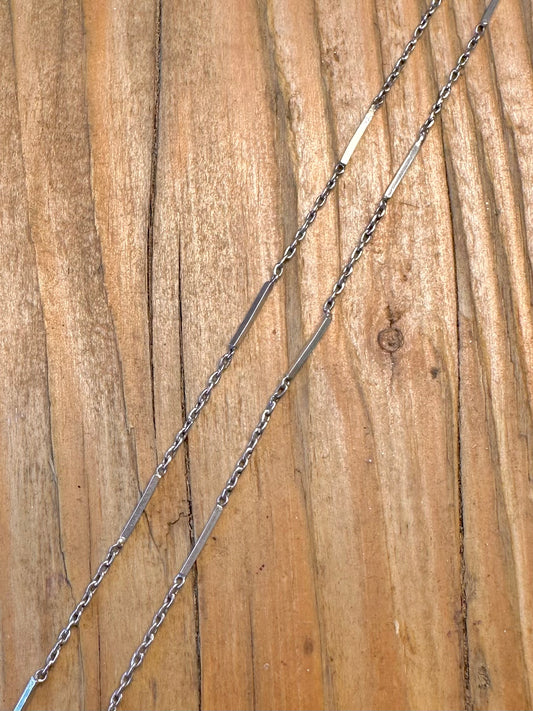 Bar and Cable Chain 925 Sterling Silver 18.5 inch Necklace