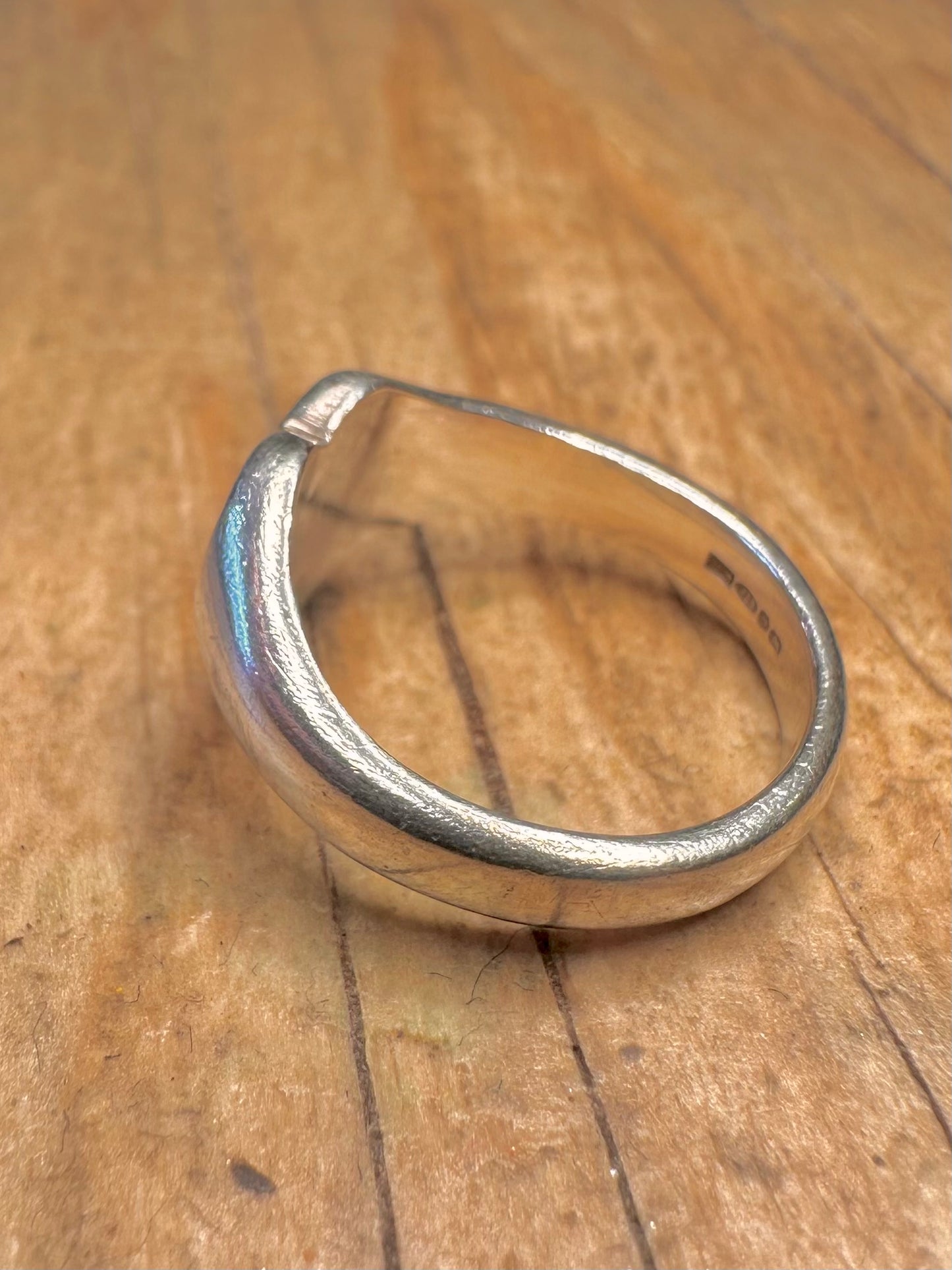 Vintage Heart Signet 925 Sterling Silver Hallmarked Size H Ring