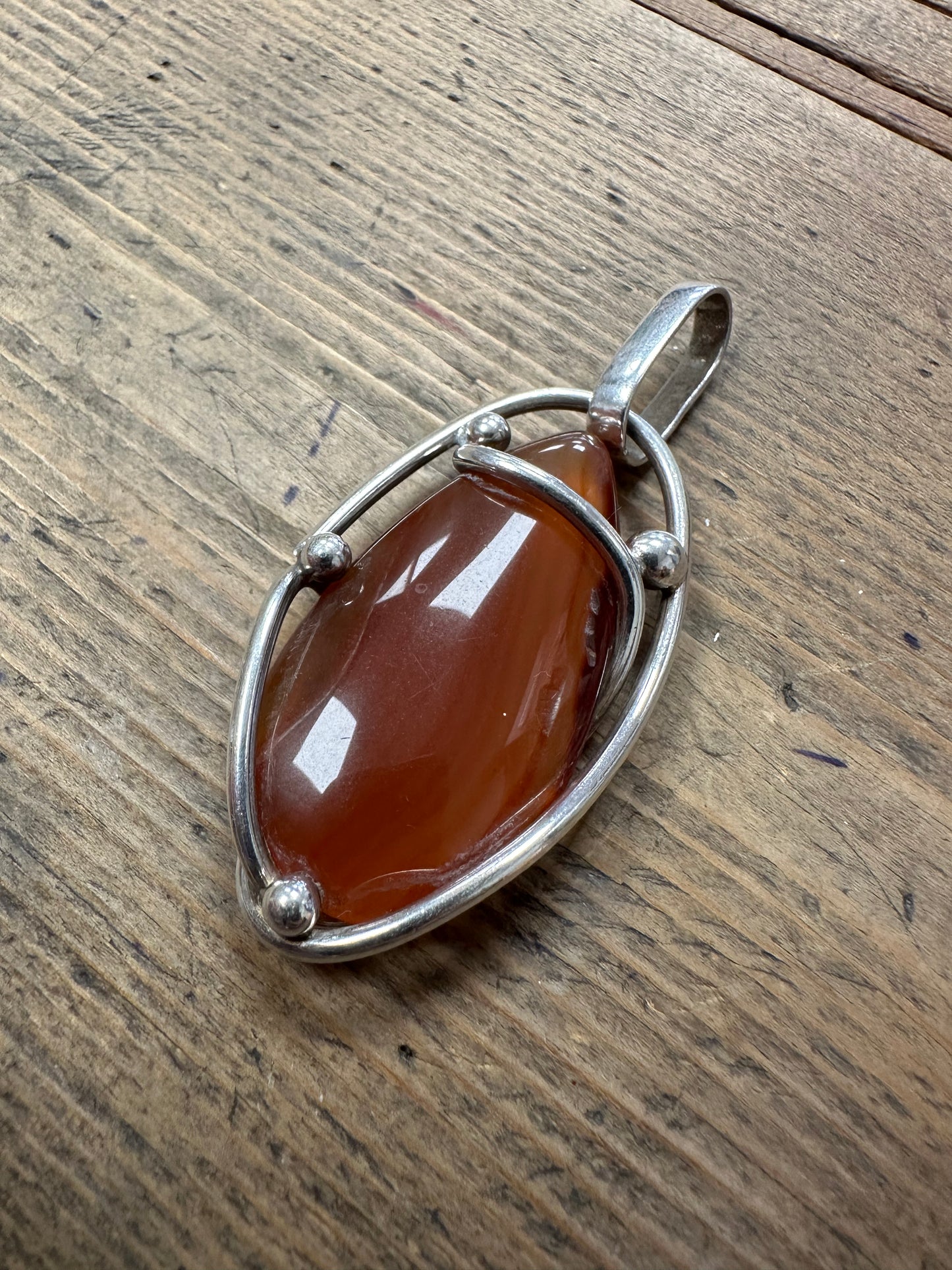 Modernist Carnelian Abstract 925 Silver Pendant