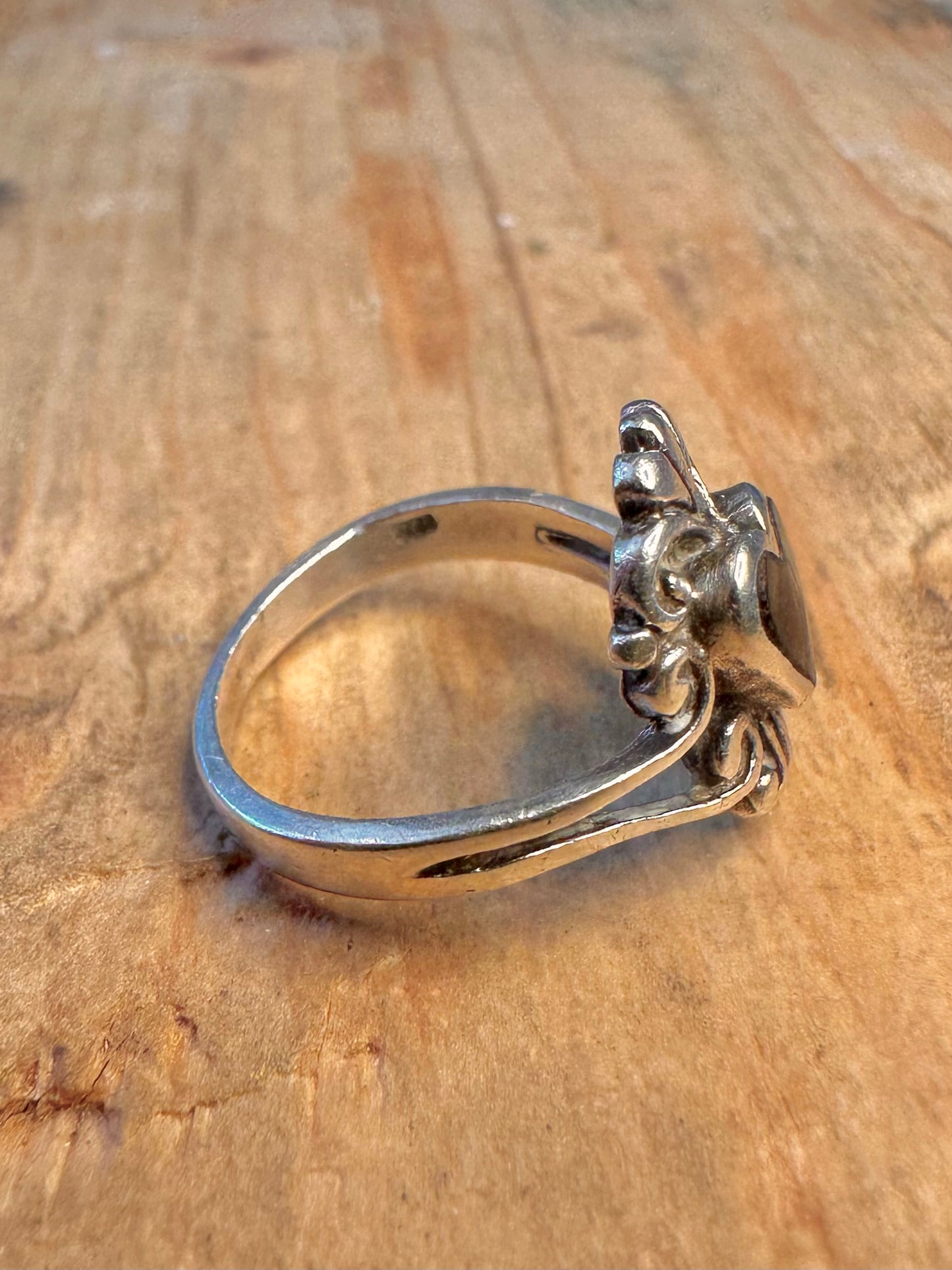 Black Heart Ornate 925 Sterling Silver Size J1/2 Ring