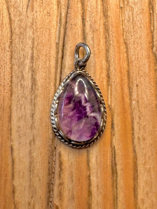 Vintage Purple Stone 925 Sterling Silver Pendant