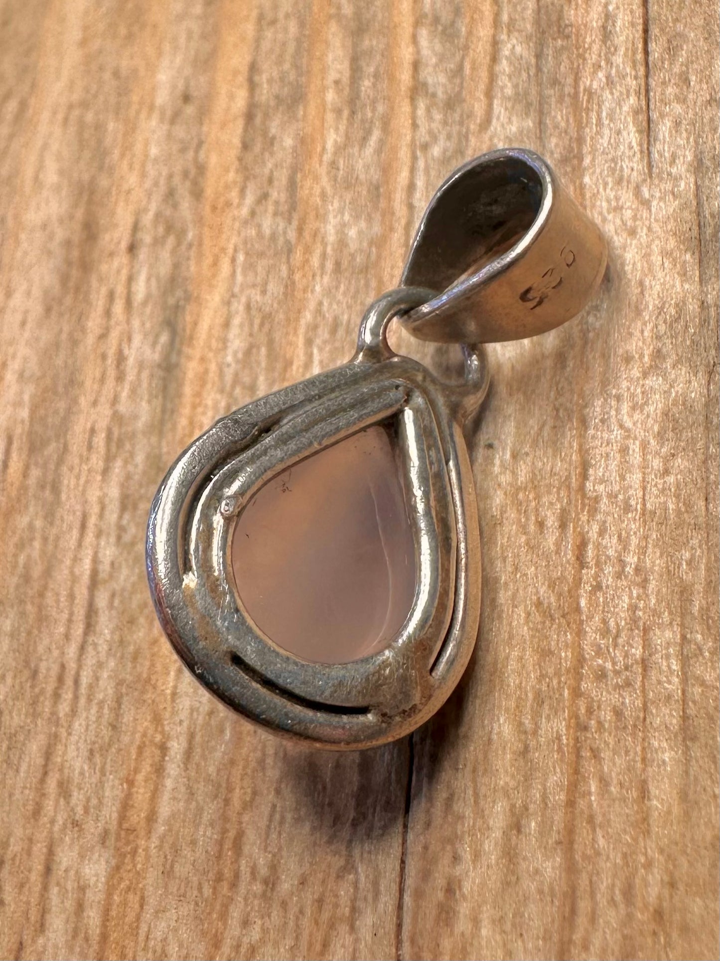 Vintage Rose Quarts 925 Sterling Silver Pendant