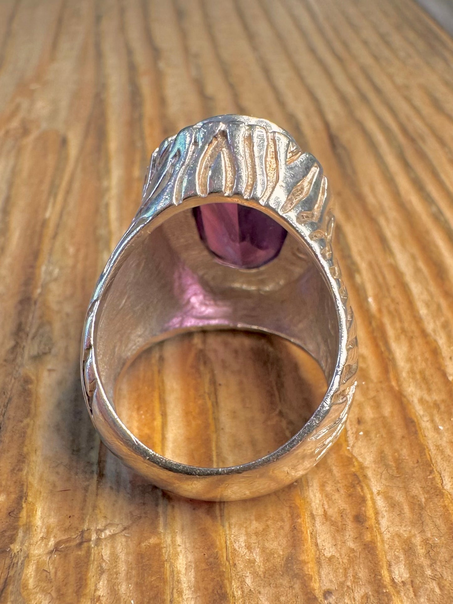 Purple Faceted Textured 925 Sterling Silver Size K1/2 Ring