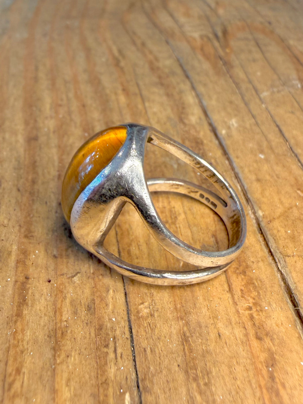 Oval 1975 Tigers Eye 925 Sterling Silver Size L Ring