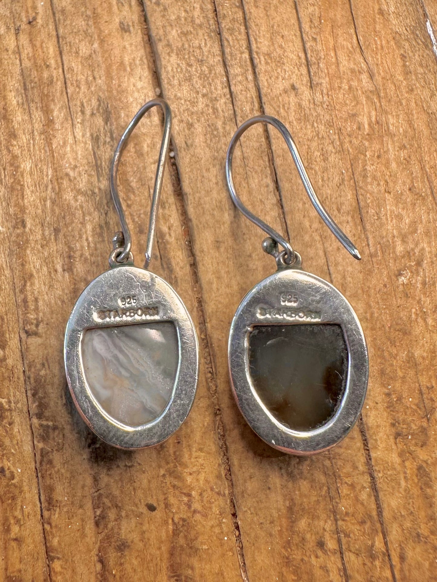 Black Druzy Quarts Oval Maker Starborn 925 Sterling Silver Earrings