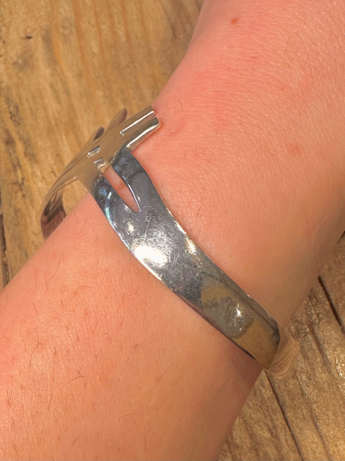 Modernist Contemporary Shaped Cuff 925 Sterling Silver Bangle