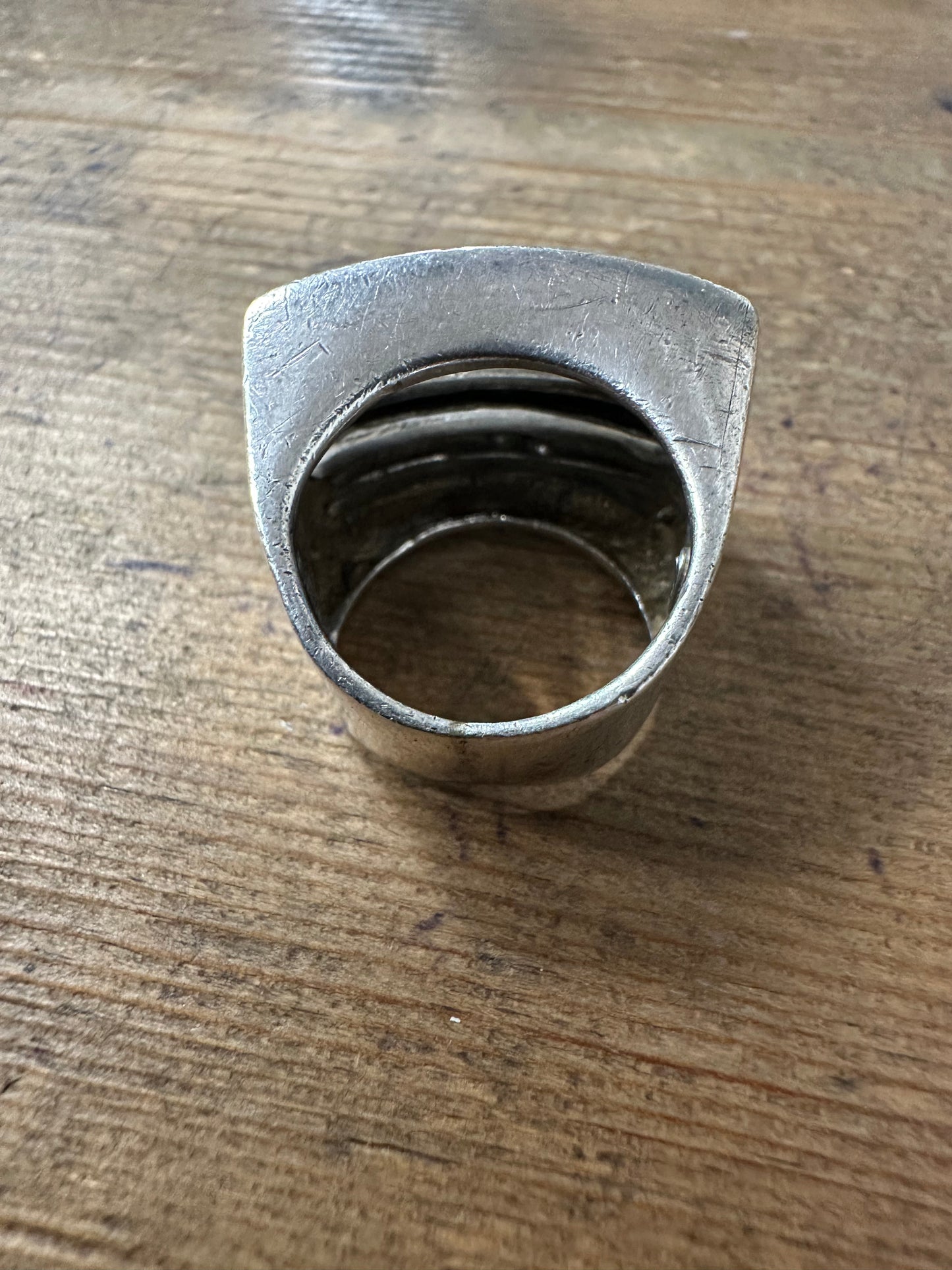 Vintage Chunky Abstract 925 Silver Size N Ring