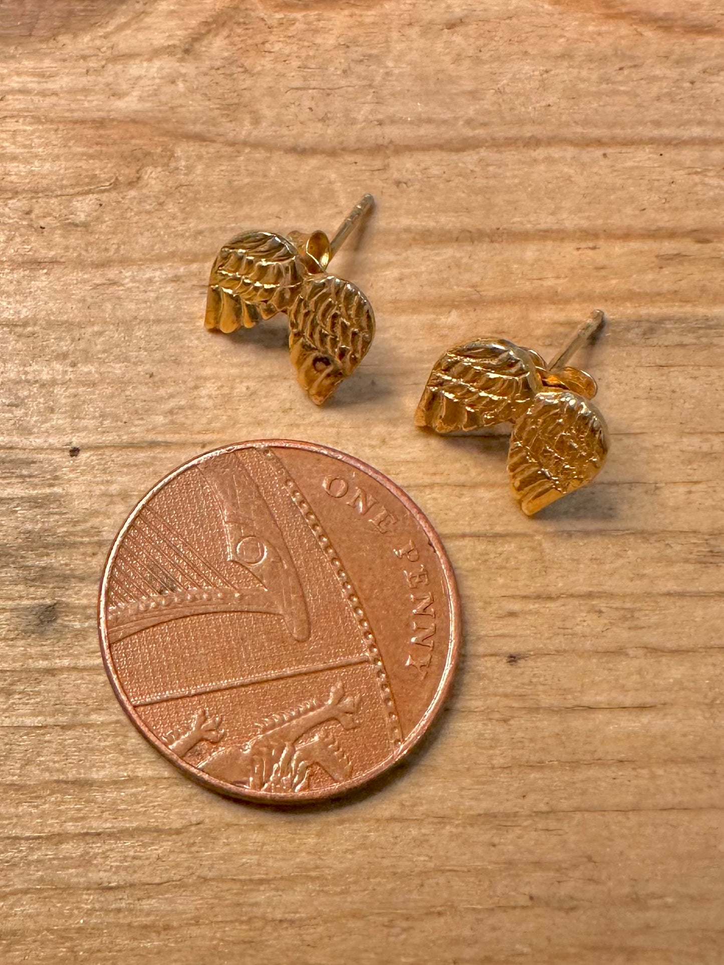Vintage Wing Studs Gold on 925 Silver Earrings