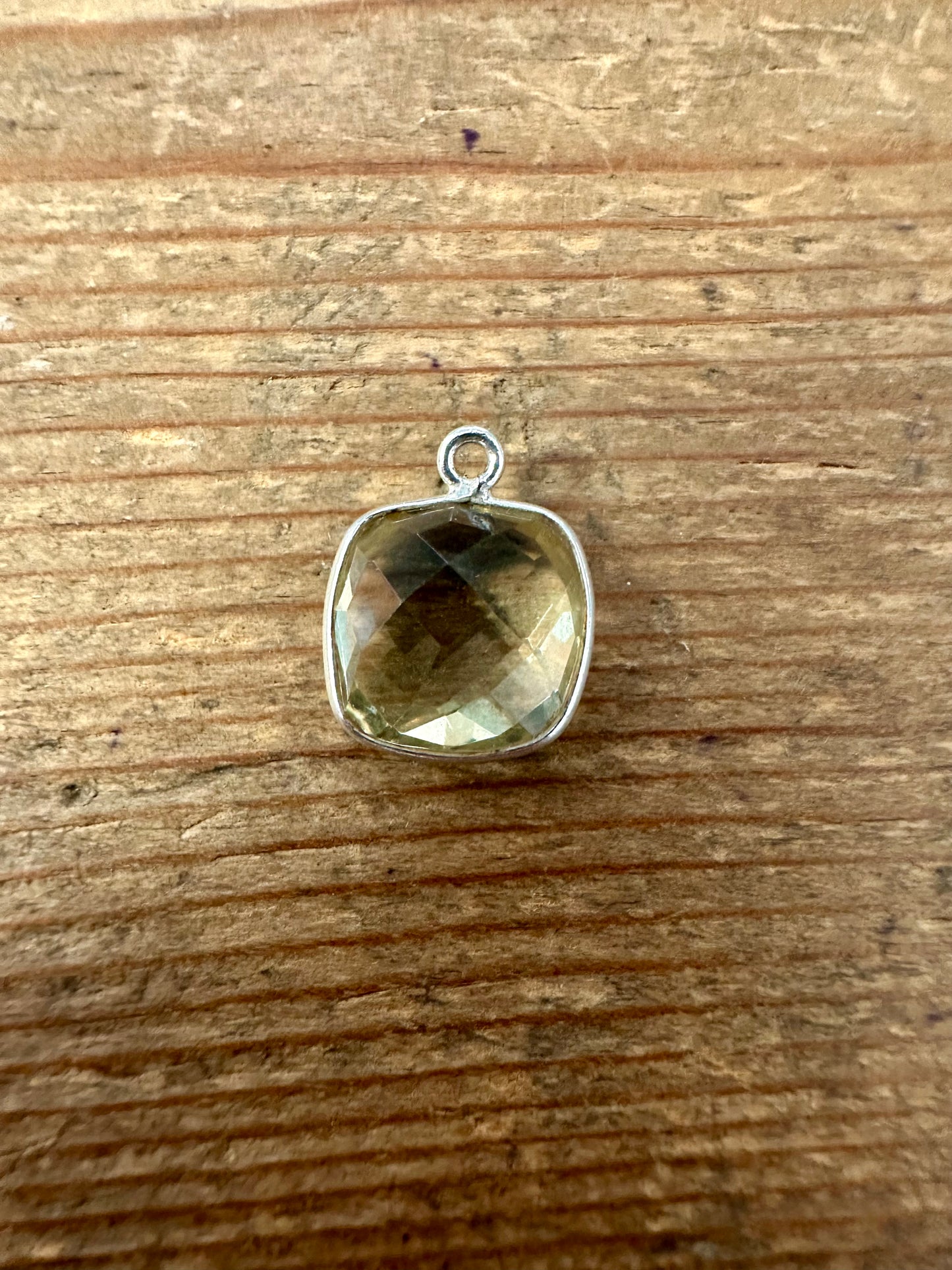 Modern Citrine Square Silver Pendant