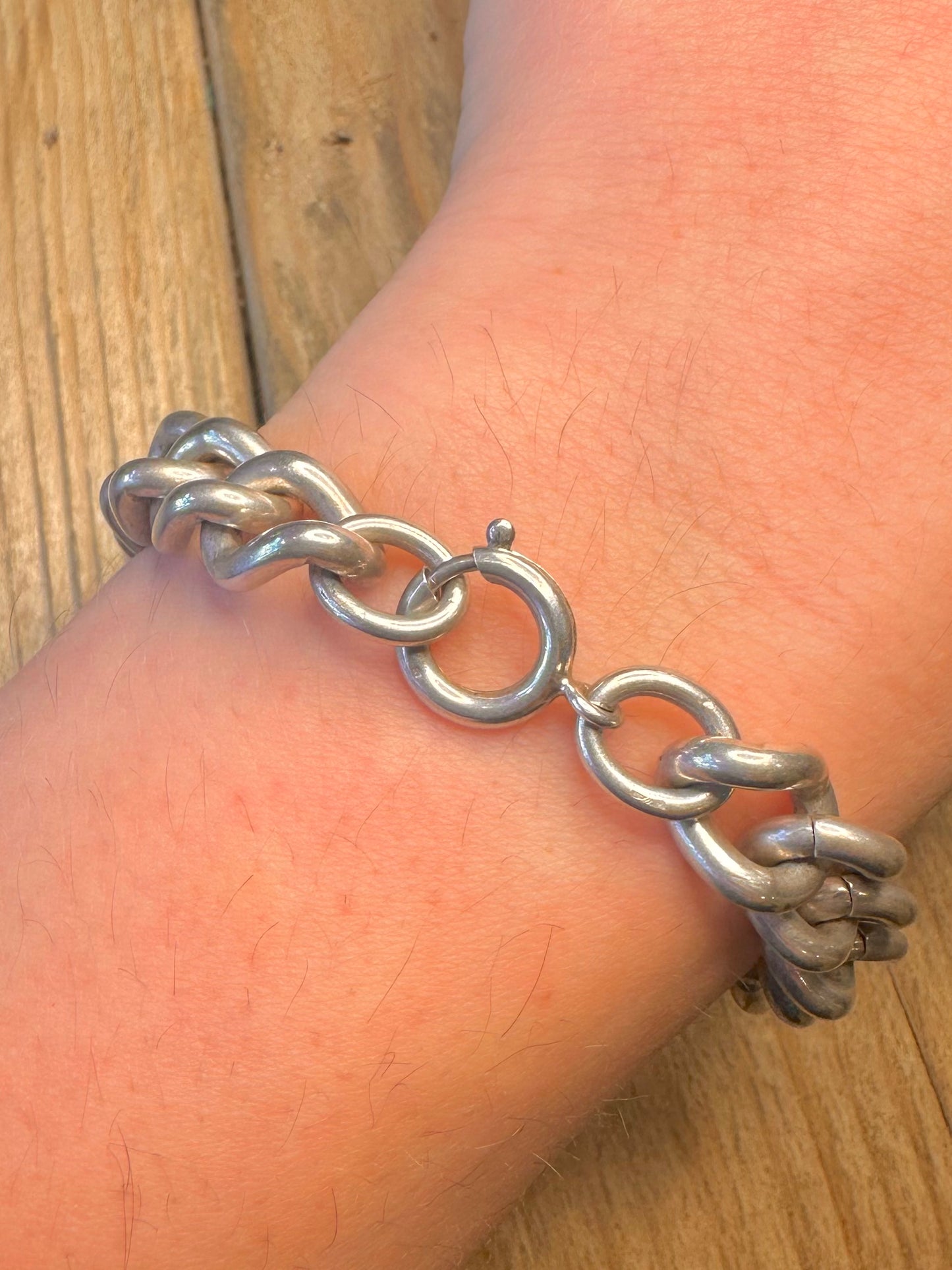 Vintage 1978 Chunky Heavy Identity Curb Chain 925 Sterling Silver 8.2 inch Bracelet