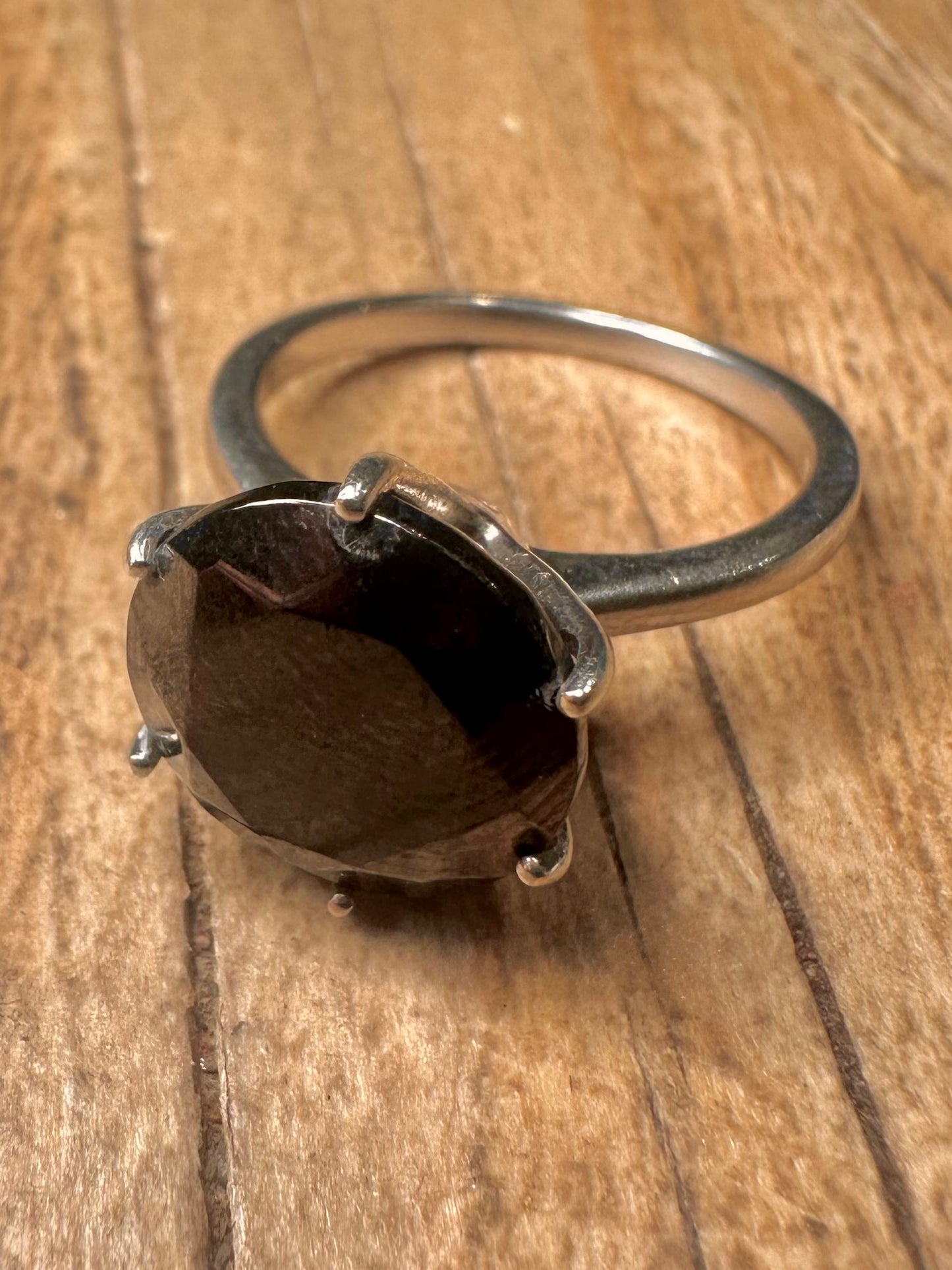 Vintage Black Stone 925 Sterling Silver Size O1/2 Ring