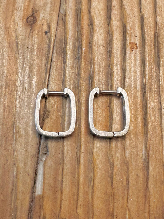 Contemporary Rectangle Huggie Hoops Maker Esprit 925 Sterling Silver Earrings