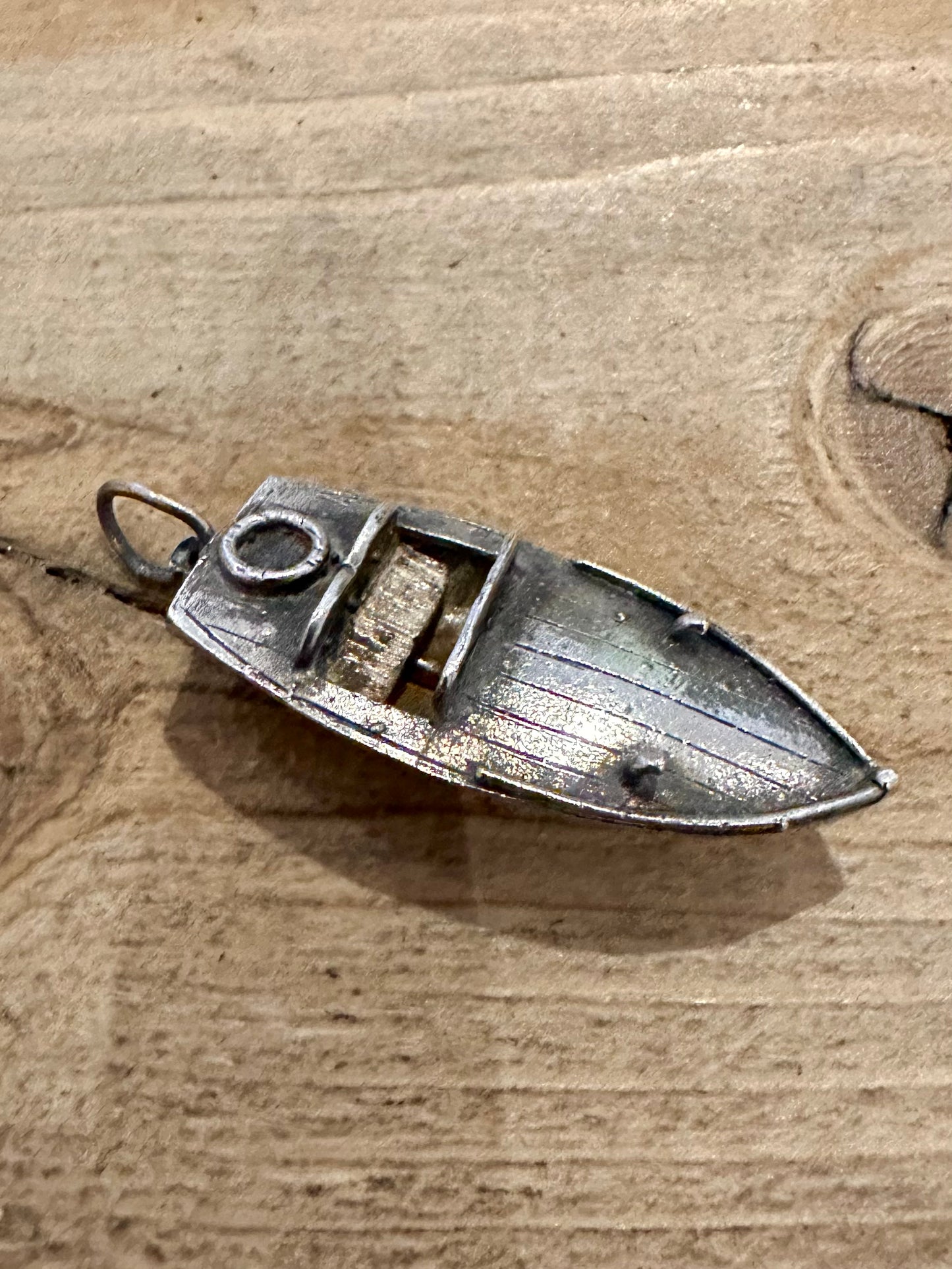 Vintage Speedboat 925 Silver Pendant