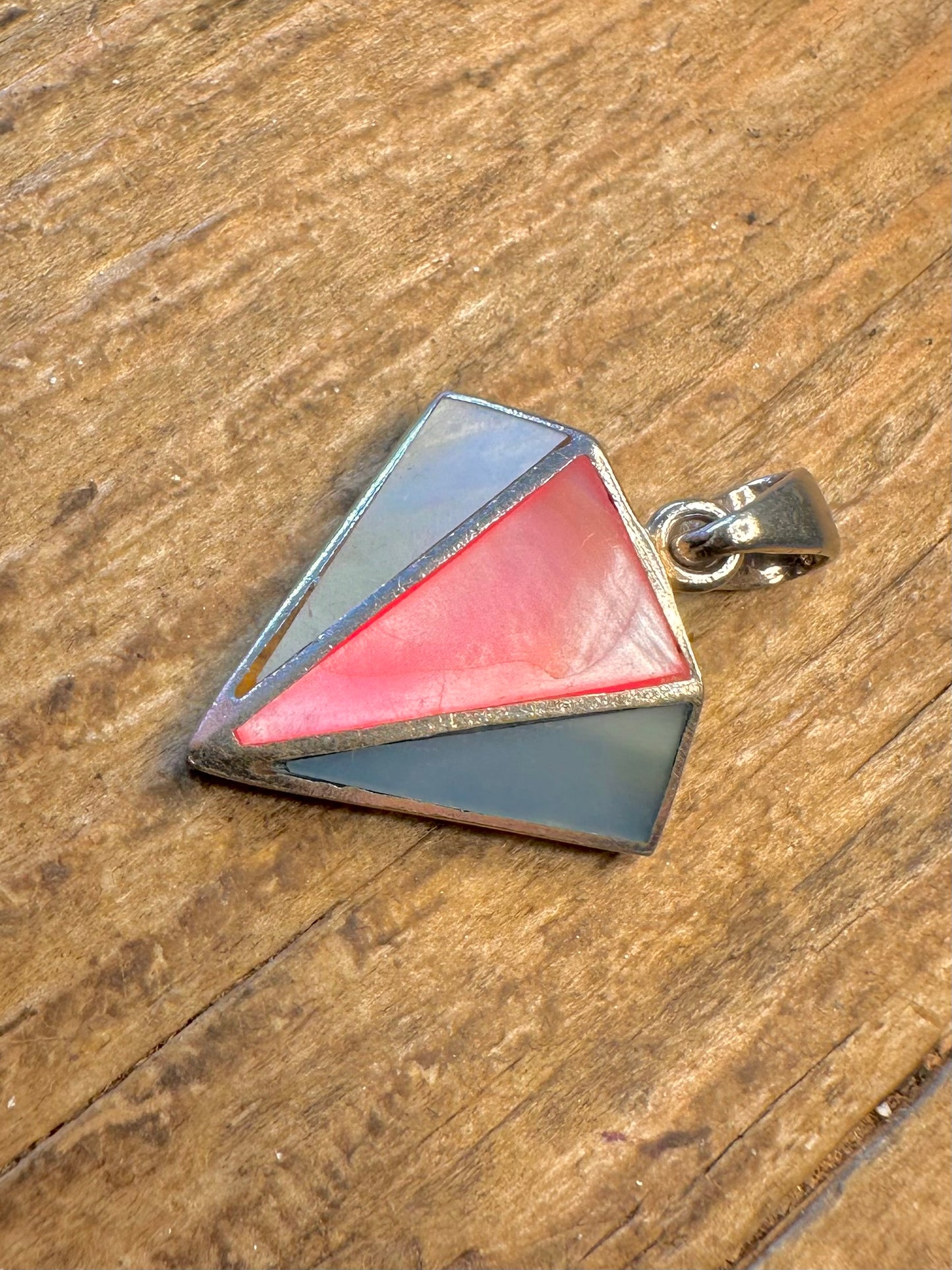 Triangle Coloured Mother of Pearl 925 Sterling Silver Pendant