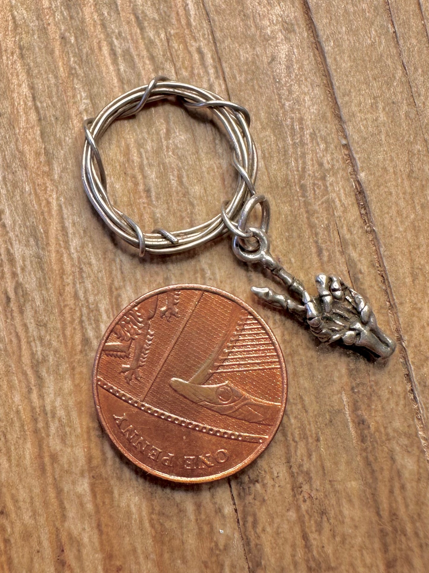 Vintage Thorn Skeleton Hand 925 Sterling Silver Pendant