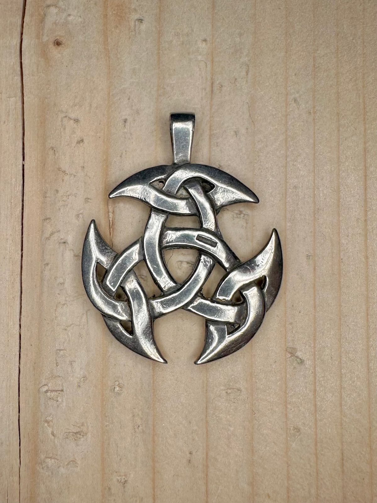 Large 1982 Celtic Triad Solid 925 Sterling Silver Pendant