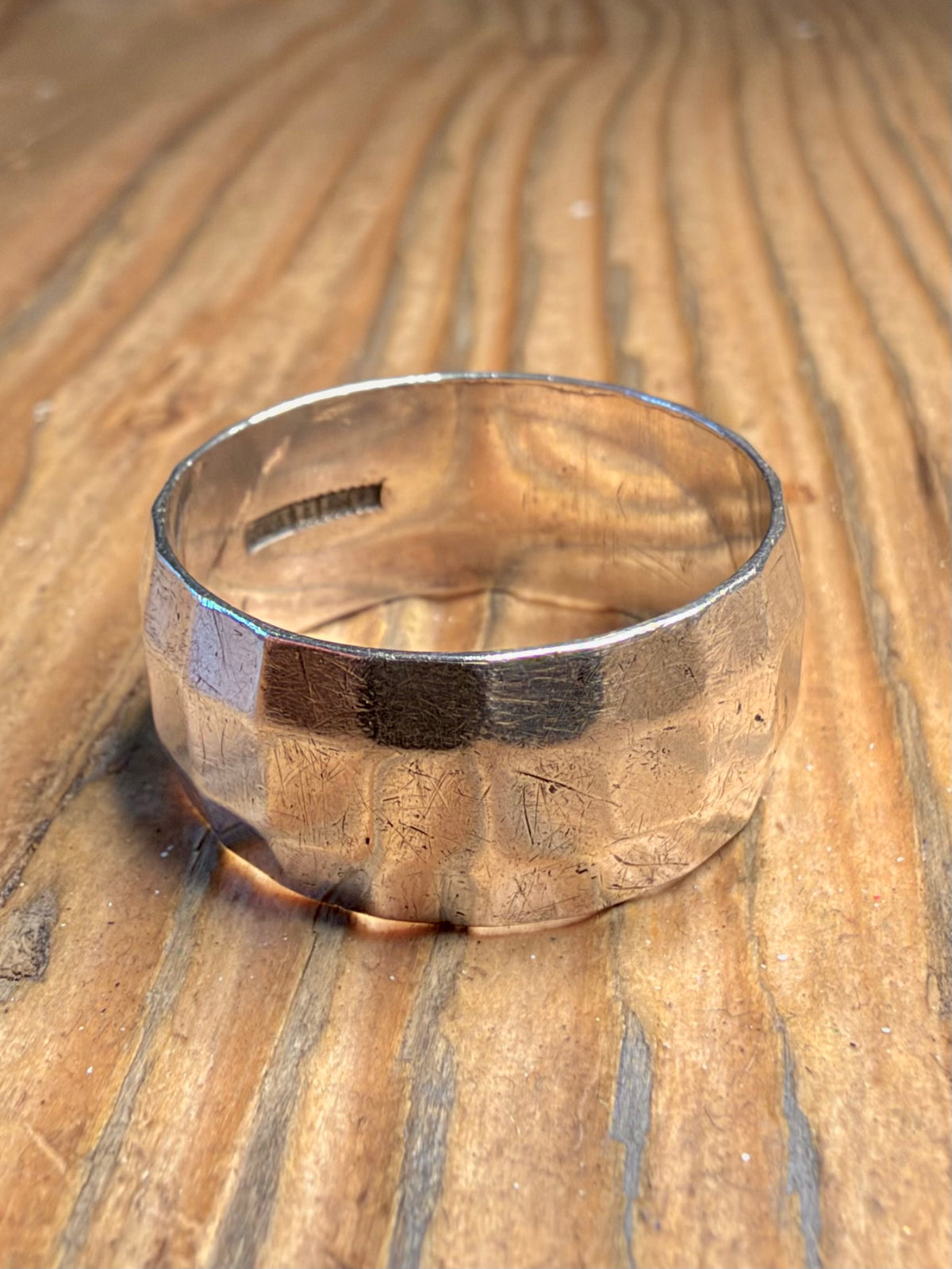 Square 1974 Hammered Band 925 Sterling Silver Size W Ring