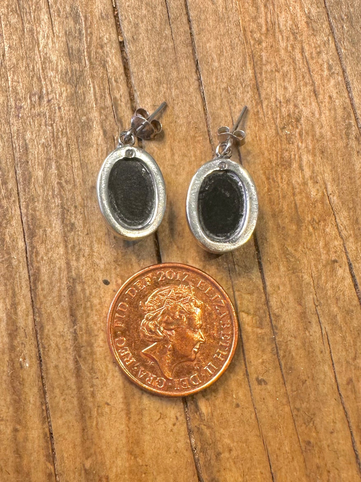 Black Oval Onyx 925 Sterling Silver Earrings