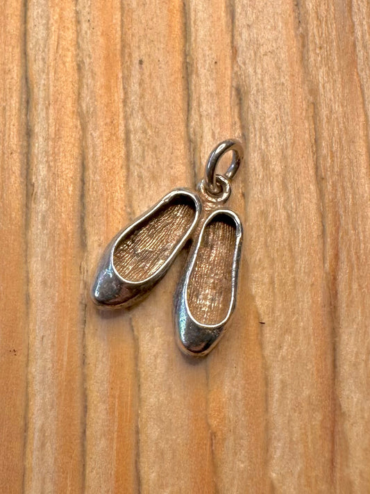 Vintage Ballet Shoes 925 Sterling Silver Charm Pendant