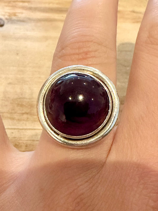 Vintage Circle Amethyst 925 Silver Size O Ring