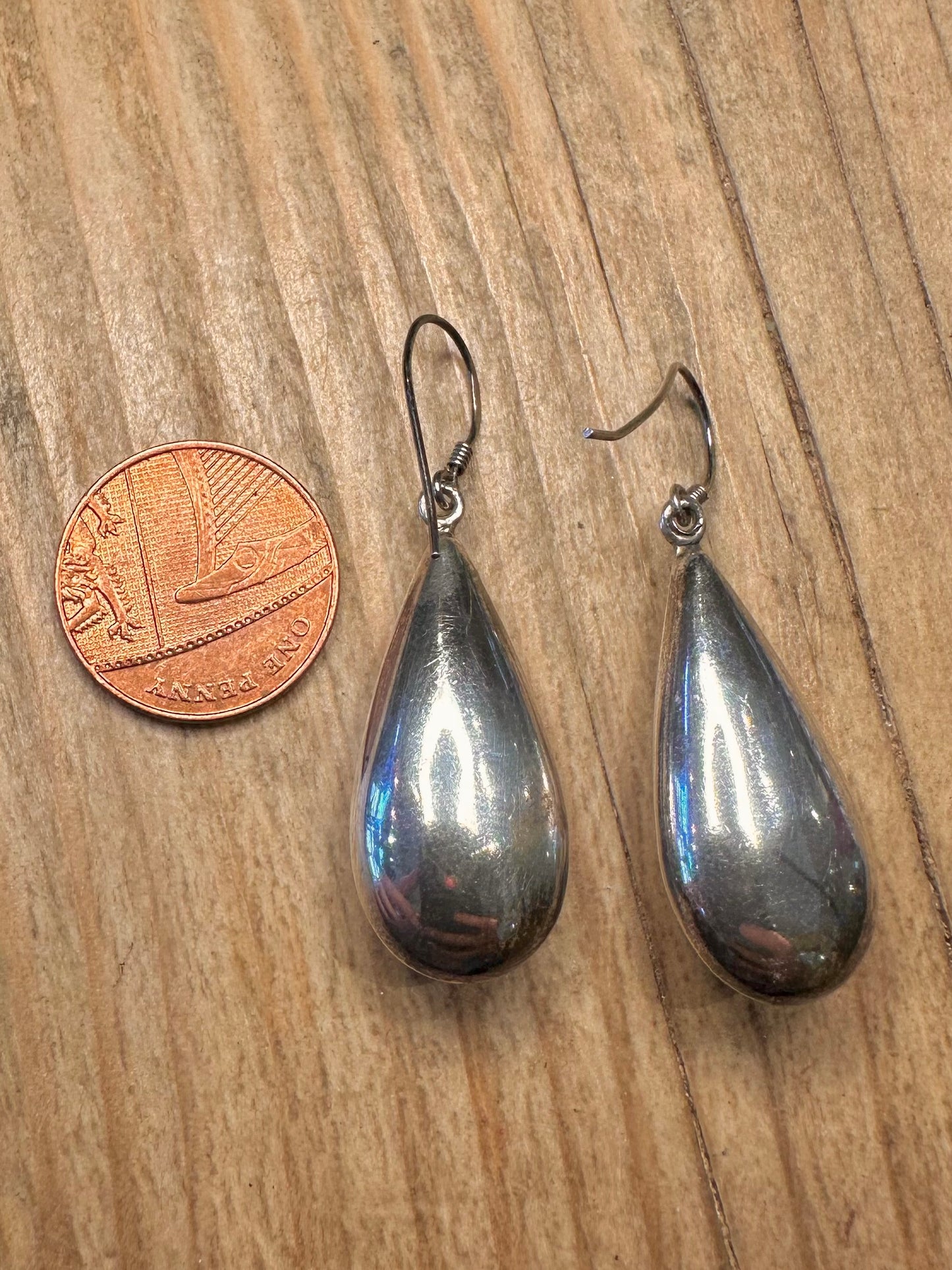 Vintage Chunky Onyx Dangle 925 Sterling Silver Earrings