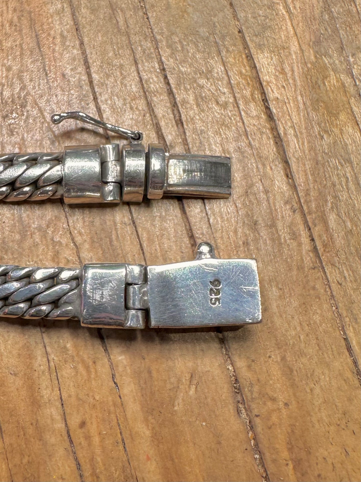 Vintage Woven Chain 925 Sterling Silver 7.2 inch Bracelet