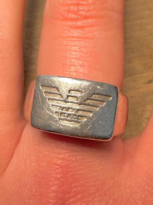 Vintage Emporio Armani Solid 925 Silver Size S1/2 Ring