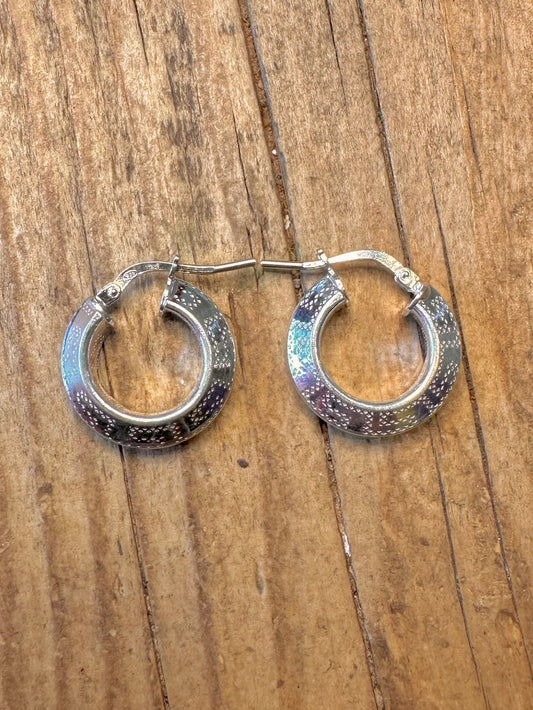 Chunky Textured Hoops Italy 925 Sterling Silver Earrings