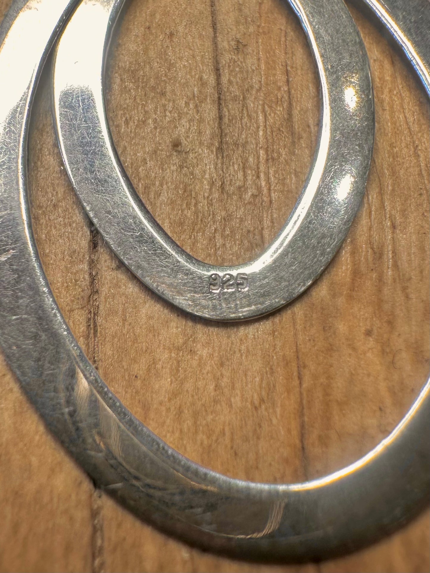 Modernist Double Oval Dangle 925 Sterling Silver Earrings