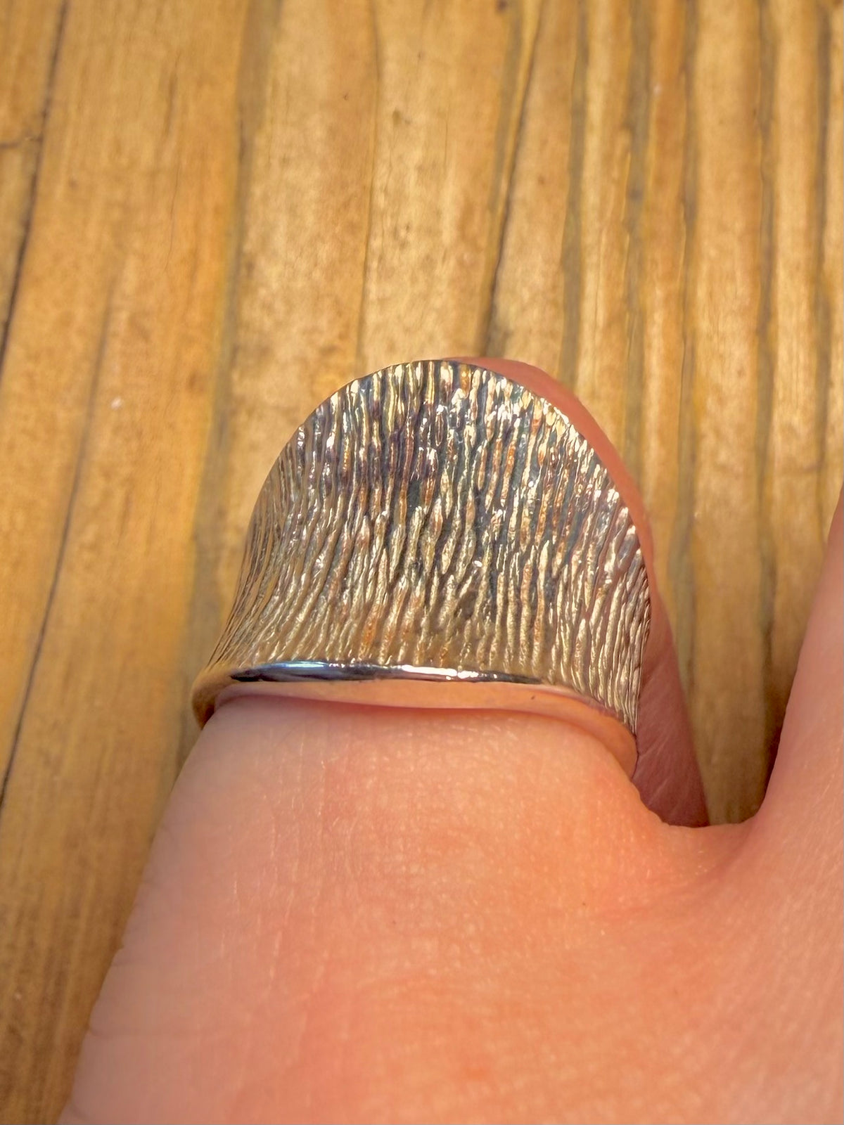 Wide Textured Heavy 925 Sterling Silver Size K1/2 Ring