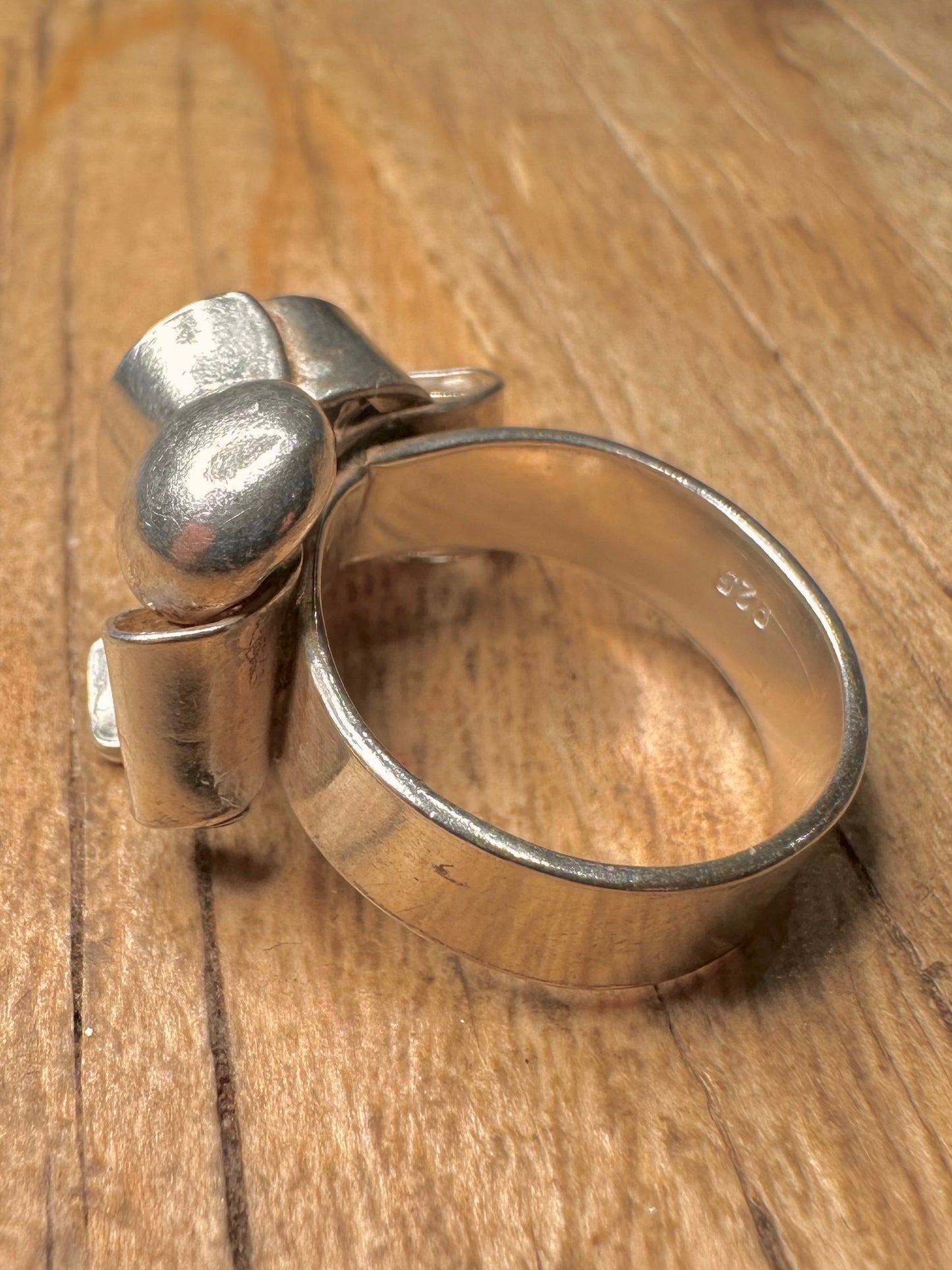 Abstract Modernist 925 Sterling Silver Size M1/2 Ring