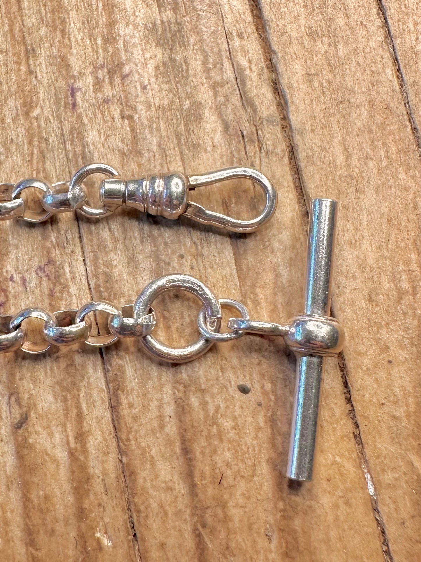Belcherkette Albertkette T-Bar 925er Sterlingsilber 7 Zoll Armband