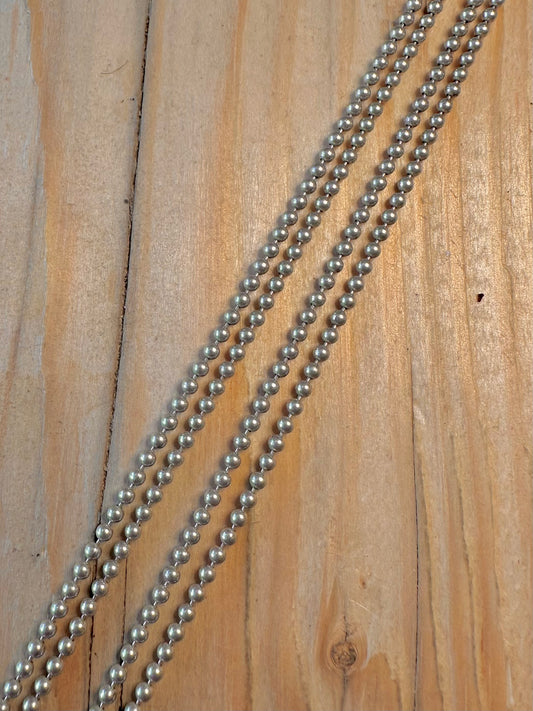 Vintage Double Ball Chain 925 Sterling Silver 20.1 inch Necklace