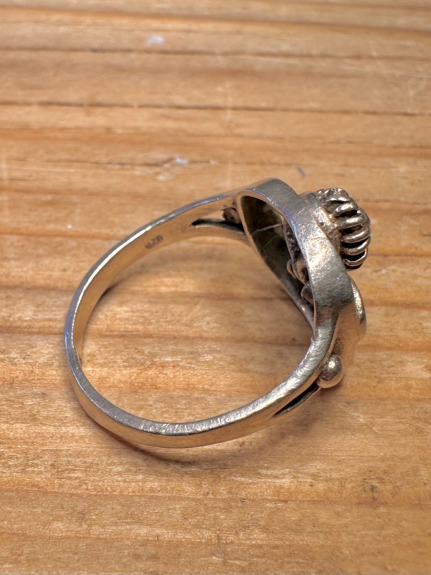 Abstract Floral Design 925 Sterling Silver Size S1/2 Ring