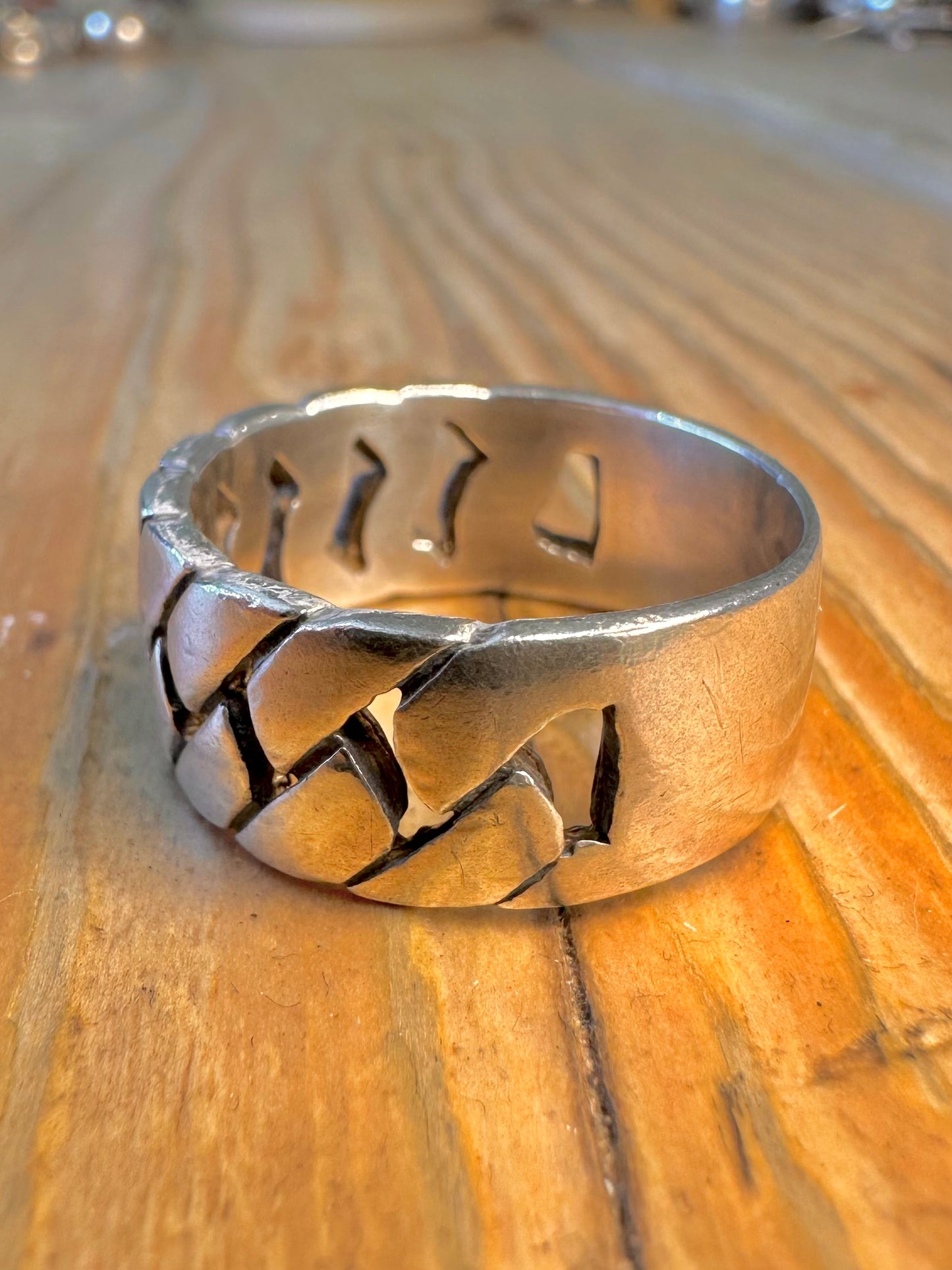 Cuban Link Style Band 925 Sterling Silver Size V Ring