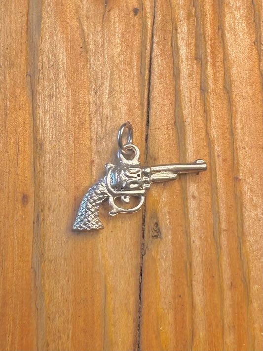 Revolver Classic Western Style 925 Sterling Silver Charm Pendant