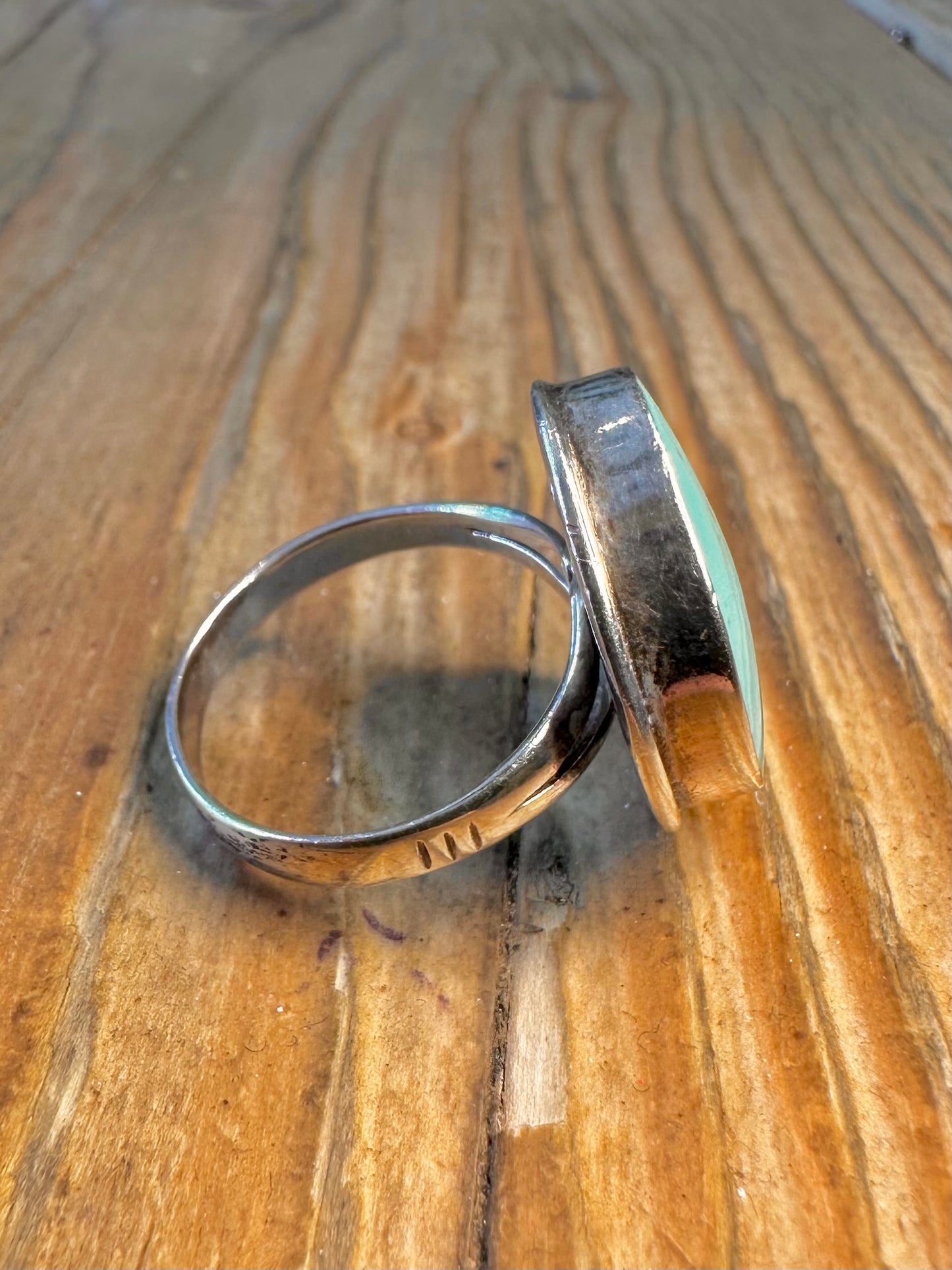 Turquoise Cabochon 925 Sterling Silver Size Q Ring