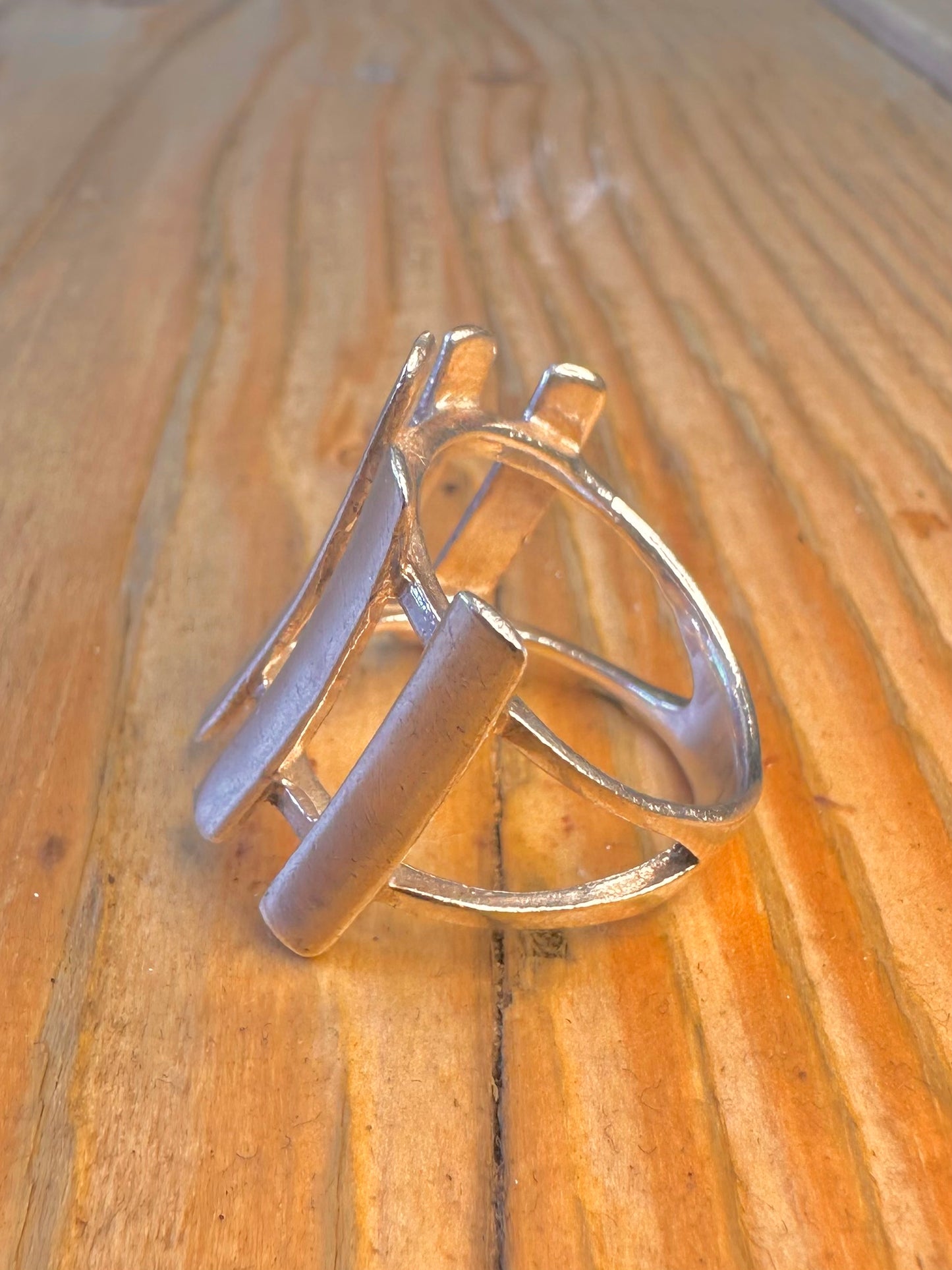 Modernist Vertical Bars 925 Sterling Silver Size P Ring