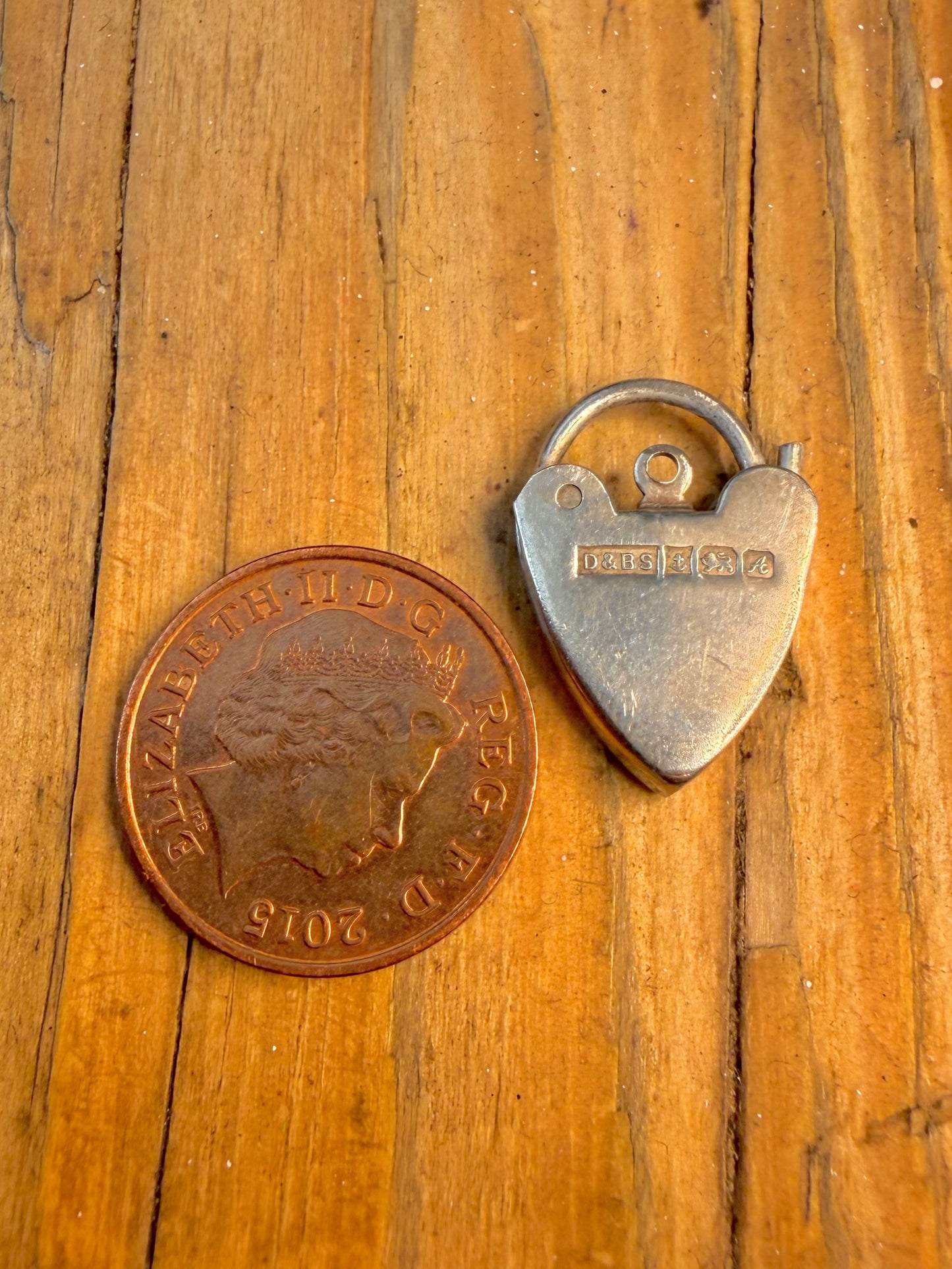 Heart 1975 Padlock Maker D&BS Birmingham 925 Sterling Silver Pendant