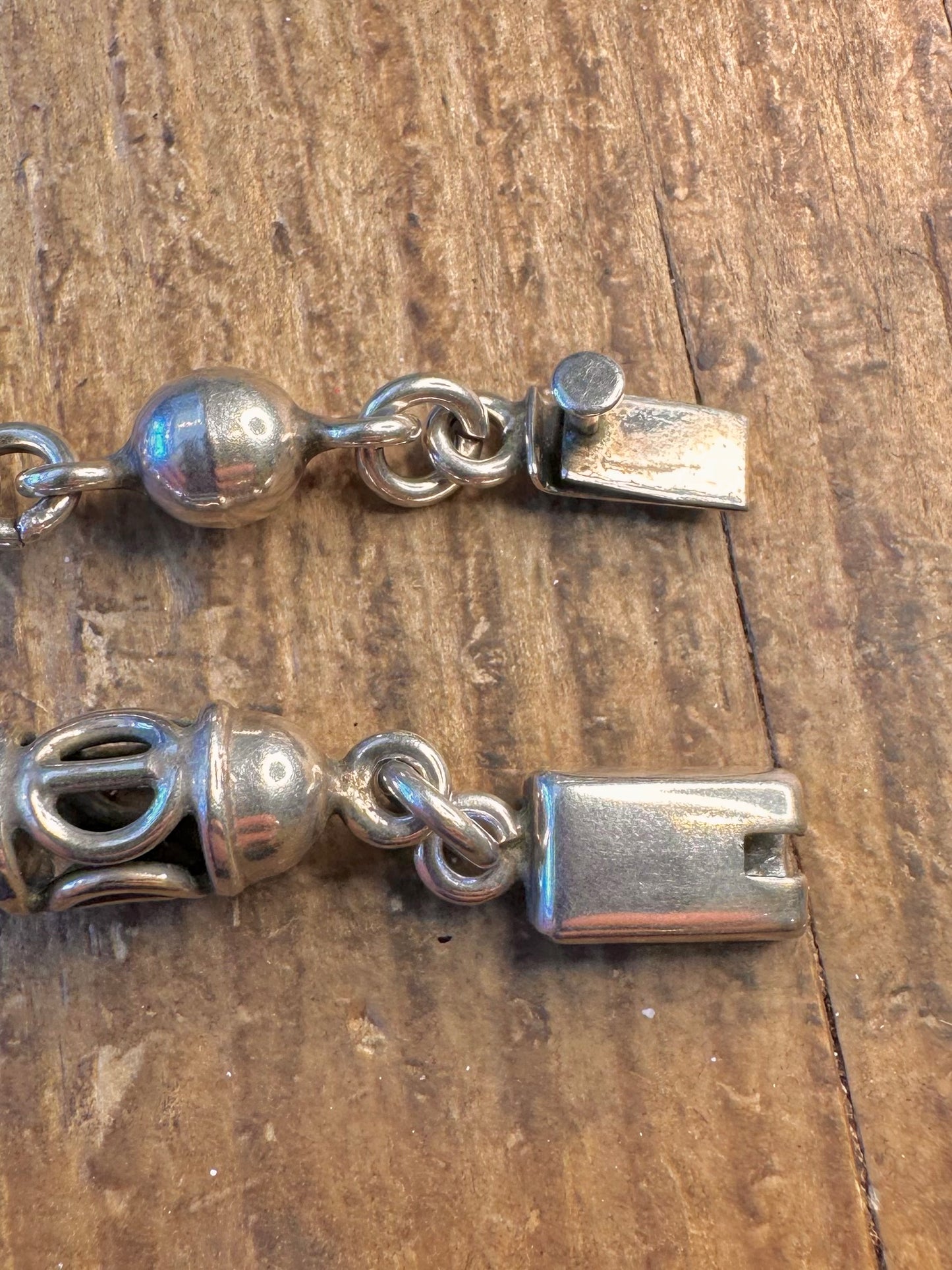 Barrel Chain Cut Out Taxco Mexico 925 Sterling Silver 22 inch Necklace