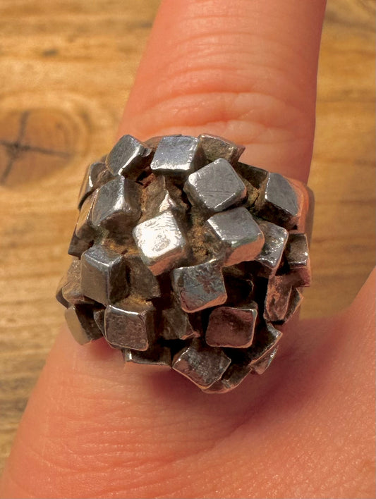 Vintage Brutalist David Godinez San Miguel Style 925 Silver Size O1/2 Ring