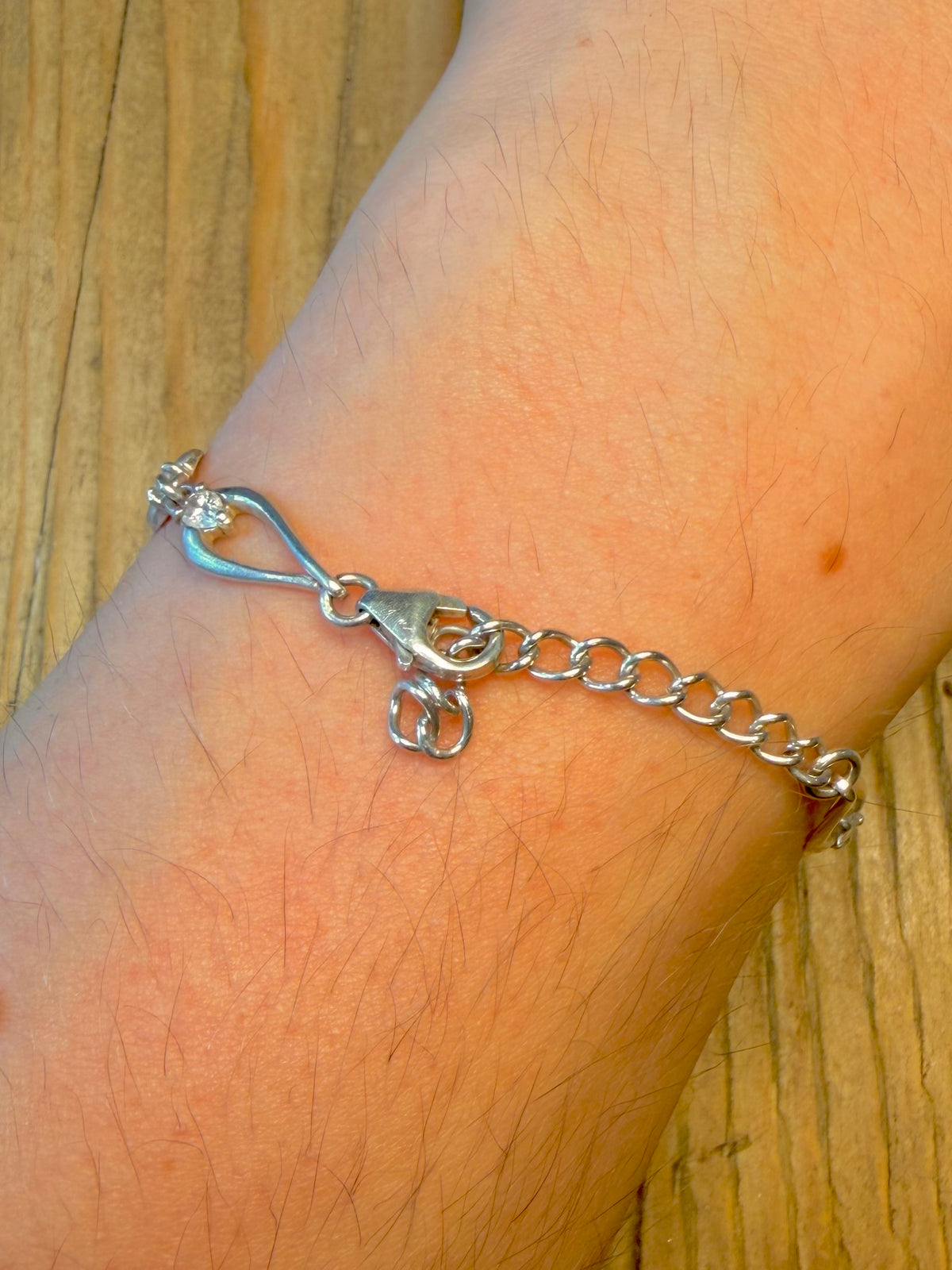 Teardrop Link Cubic Zirconia 925 Sterling Silver 6.5 to 8 inch Bracelet