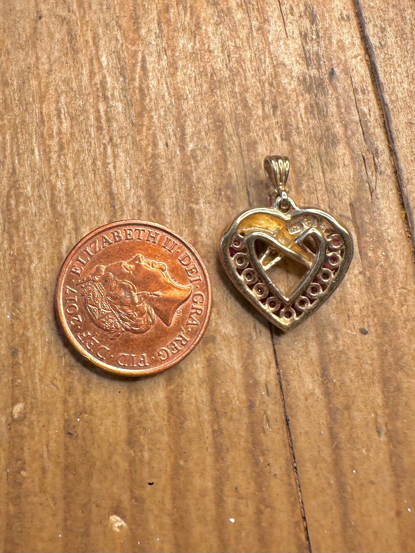 Herz Rot Steine Gold auf 925 Sterling Silber Anhänger