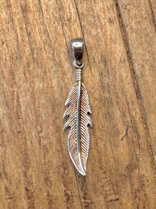 Textured Feather 925 Sterling Silver Pendant