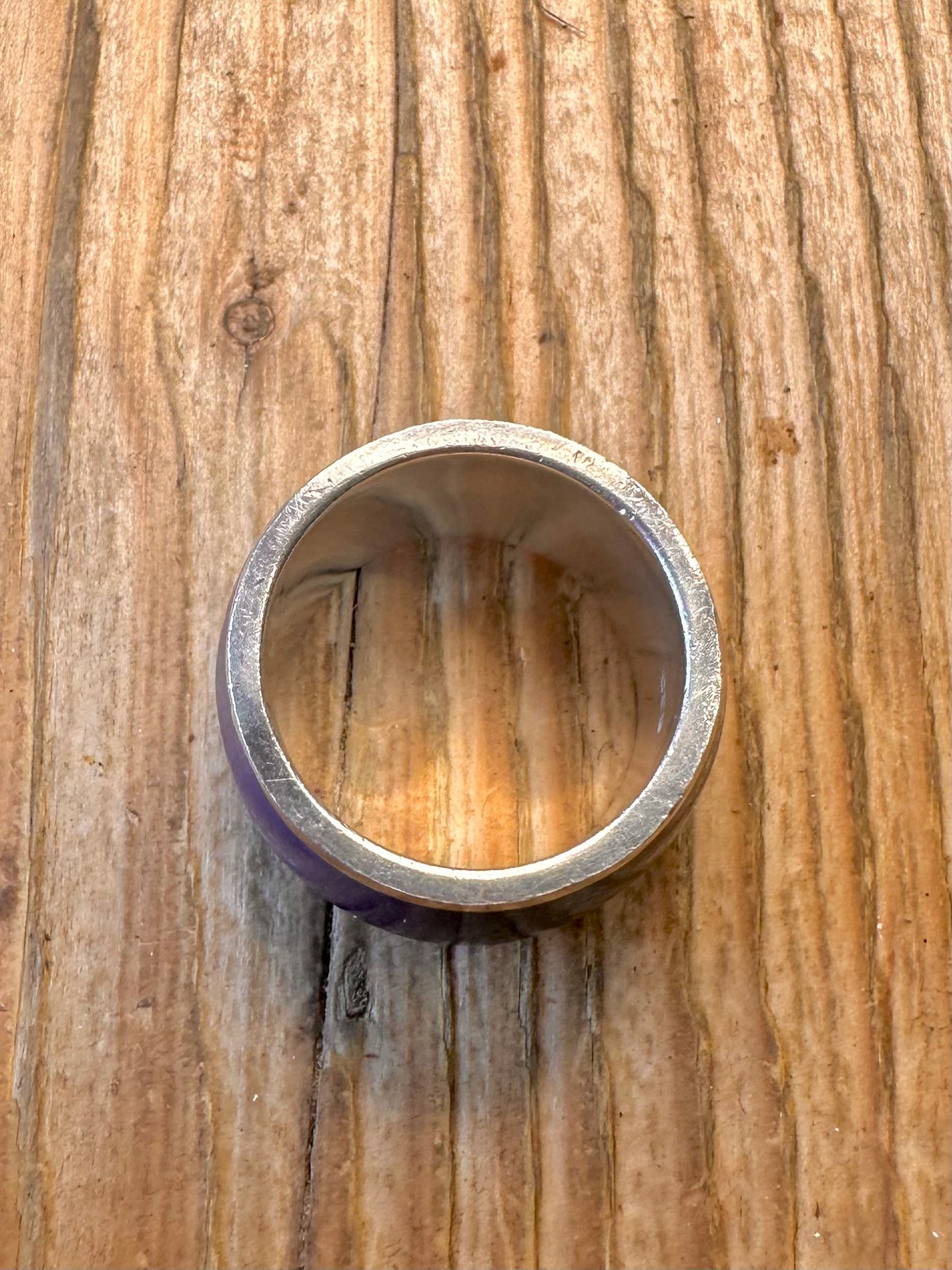 Lapis Lazuli Inlay Wide Band 925 Sterling Silver Size V Ring